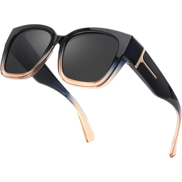 🆕 Women Brown Trendy Polarized Sunglasses Oversized Fit Over Driving Protection - Picture 1 of 5